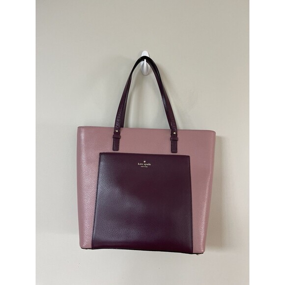 Kate Spade New York Tote Bag Grand Purple Color-block Sadie Leather Mauve NWT